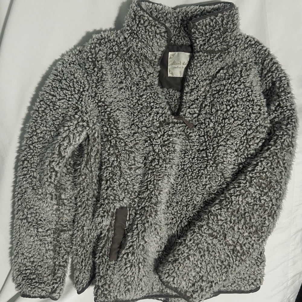 Altar'd State Cream Teddy Quarter Zip